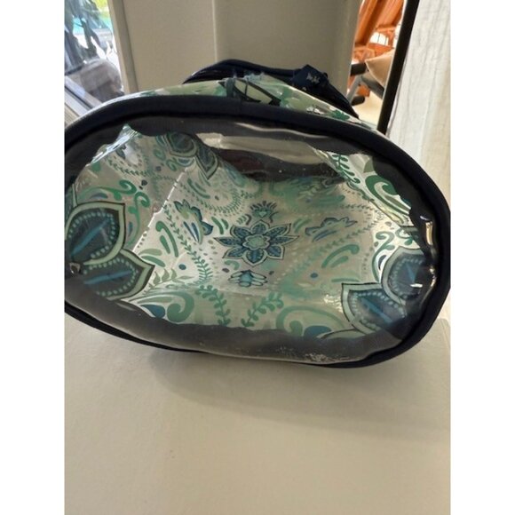 Vera Bradley Clear Lotion Bag Blue Floral Cosmetic Beach Zip Top See Thru PVC - Picture 5 of 10